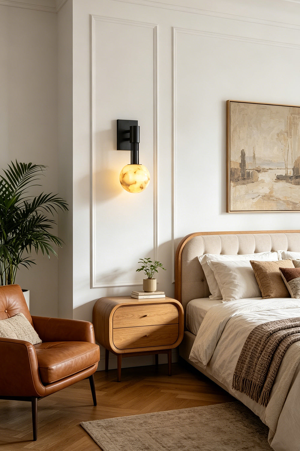 Alabaster Pillar Orb Wall lamp