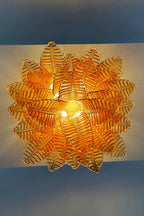 Amber Fern-Leaf Art Glass Ceiling Light