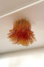 Amber Fern-Leaf Art Glass Ceiling Light