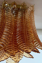Amber Fern-Leaf Art Glass Ceiling Light