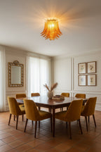 Amber Fern-Leaf Art Glass Ceiling Light