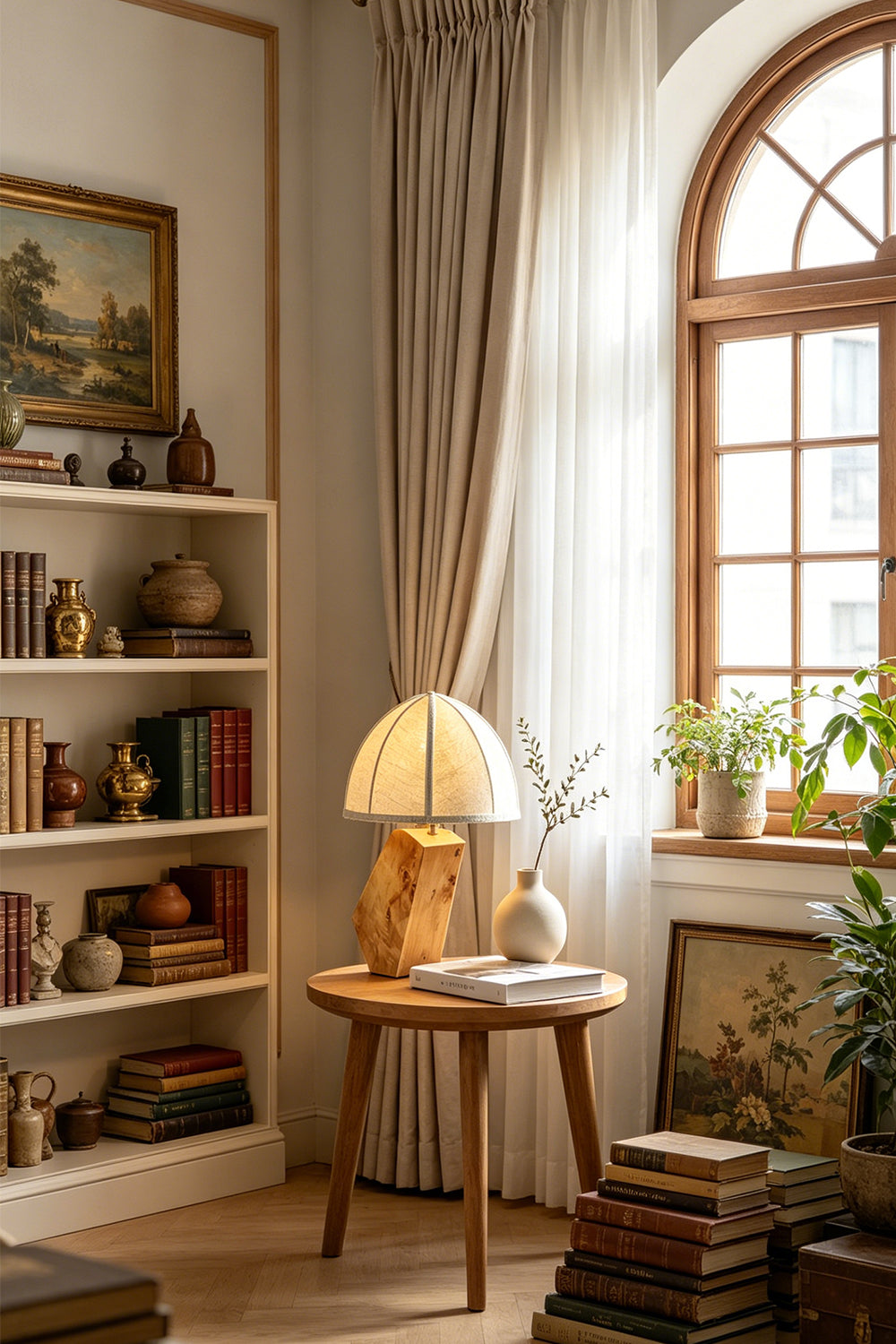 Angolo Canted Faceted Wood Table Lamp