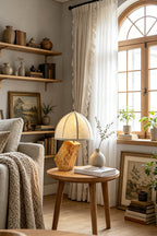 Angolo Canted Faceted Wood Table Lamp