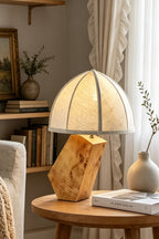 Angolo Canted Faceted Wood Table Lamp