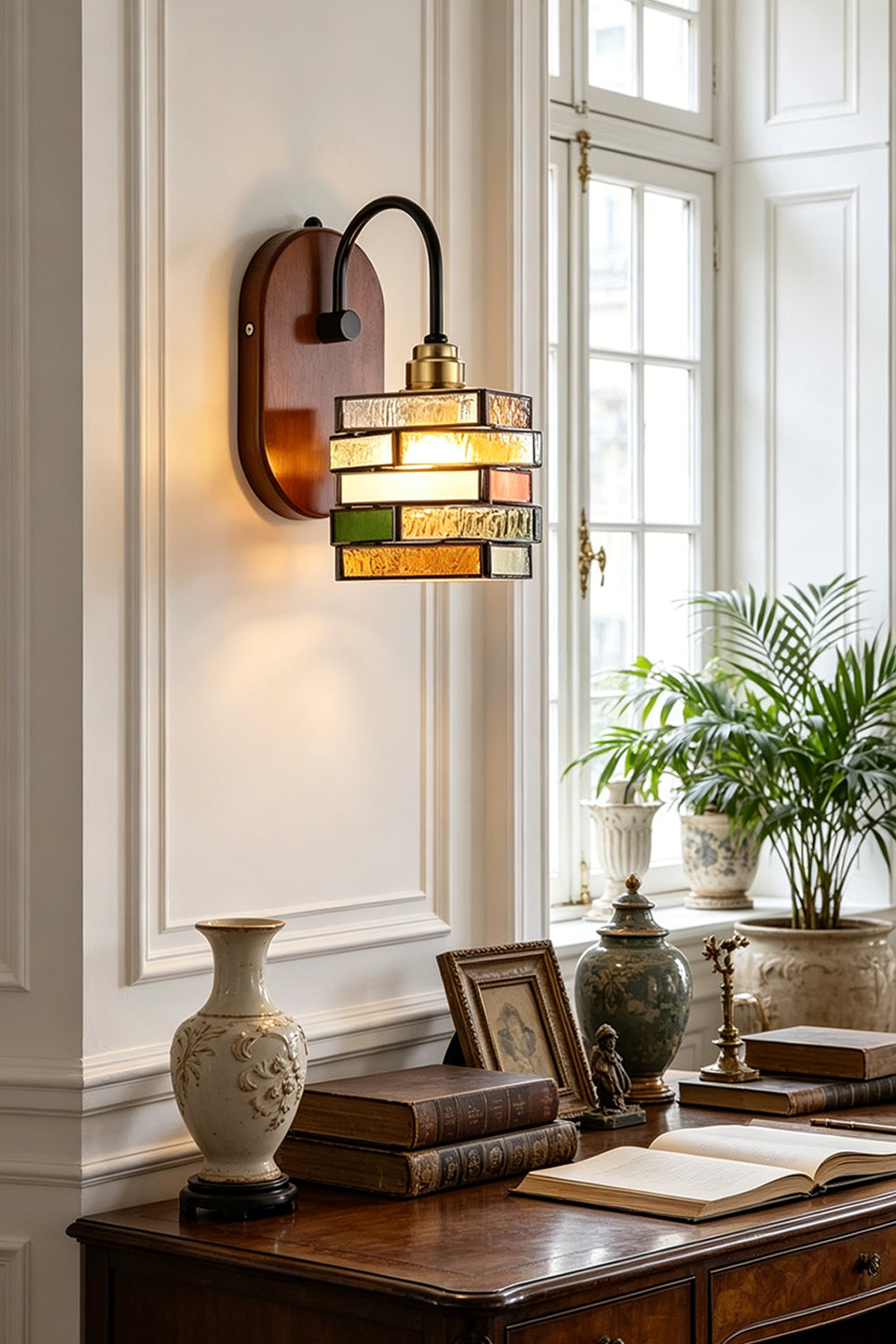 Artisan Mosaic Stained Glass Wall Sconce