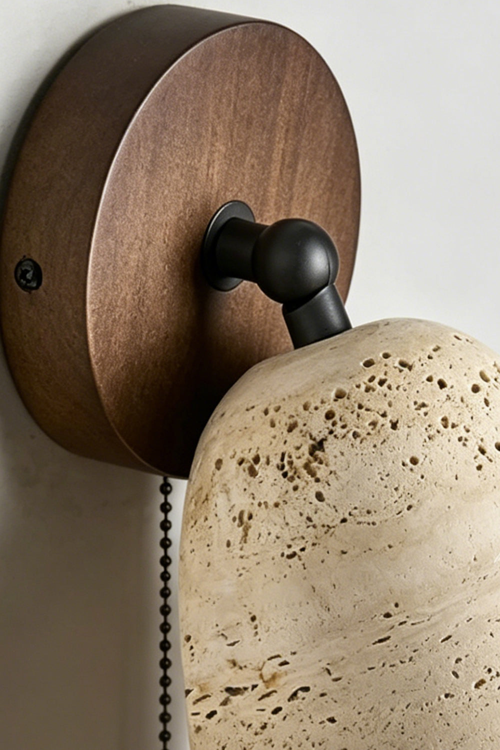 Artisan Travertine and Timber Wall Lamp
