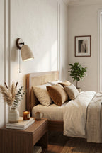 Artisan Travertine and Timber Wall Lamp