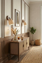 Artisan Travertine and Timber Wall Lamp