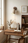 Artisan Travertine and Timber Wall Lamp