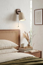 Artisan Travertine and Timber Wall Lamp