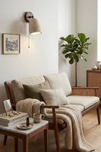 Artisan Travertine and Timber Wall Lamp