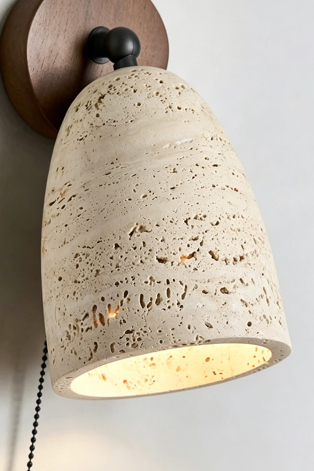 Artisan Travertine and Timber Wall Lamp