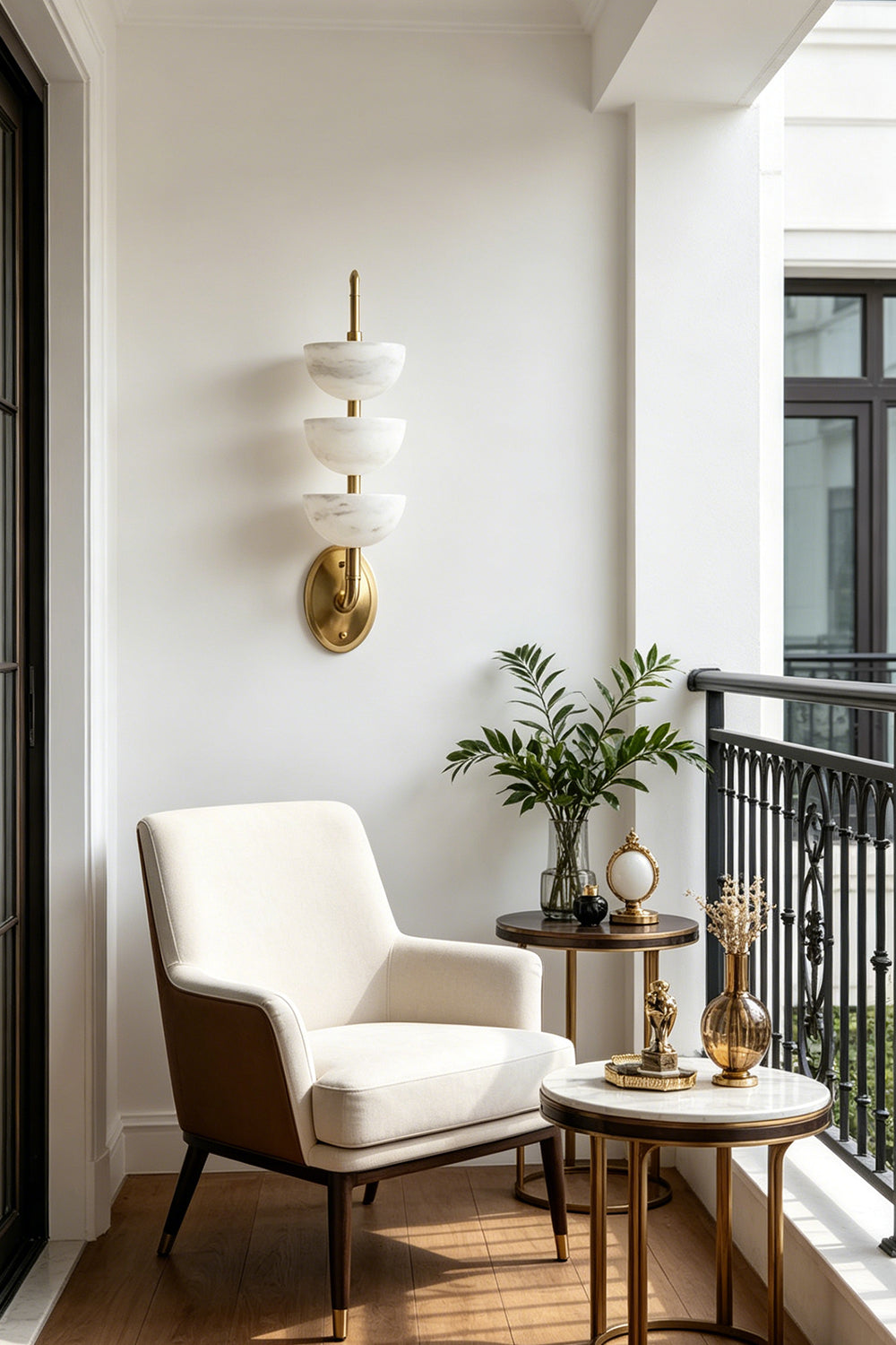 Ascendant Alabaster & Brass Wall Lamp