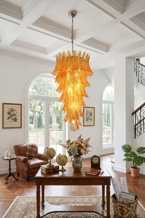 Aurelia Helix Amber Glass Cascade Chandelier