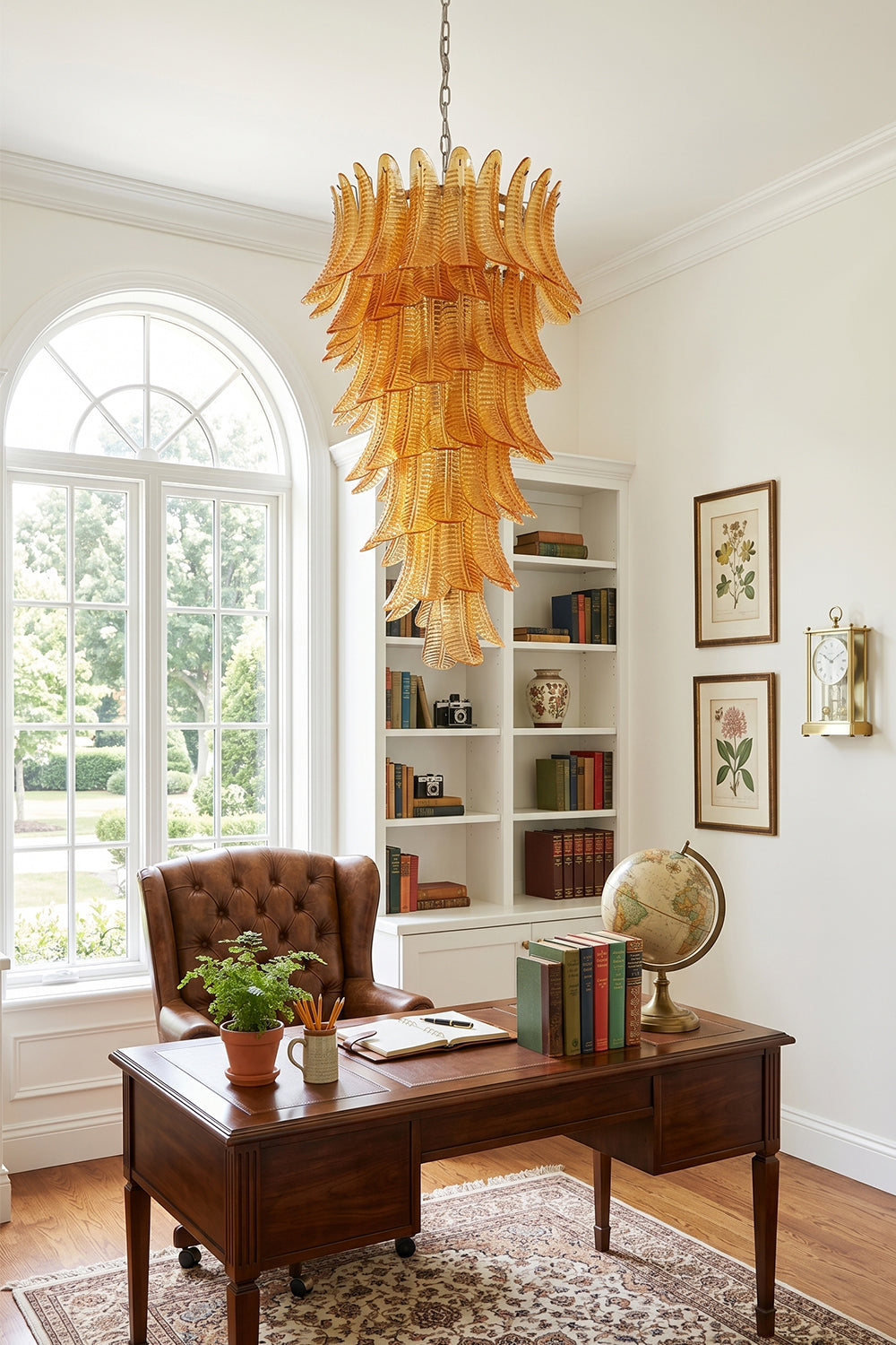 Aurelia Helix Amber Glass Cascade Chandelier