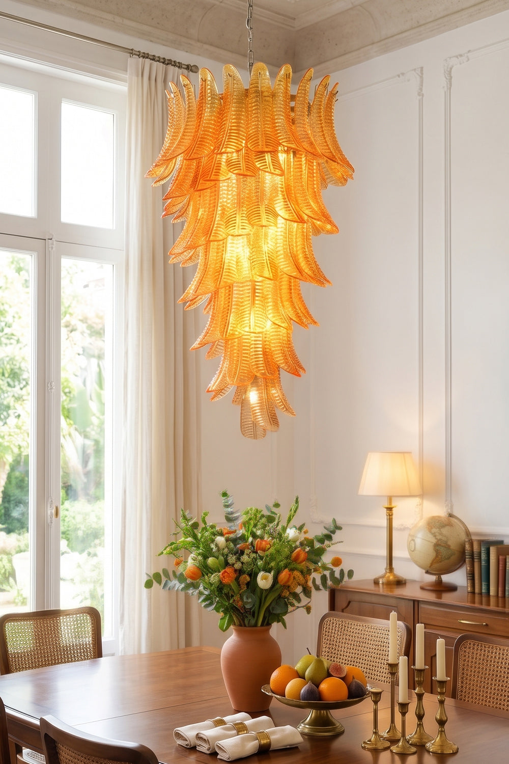 Aurelia Helix Amber Glass Cascade Chandelier
