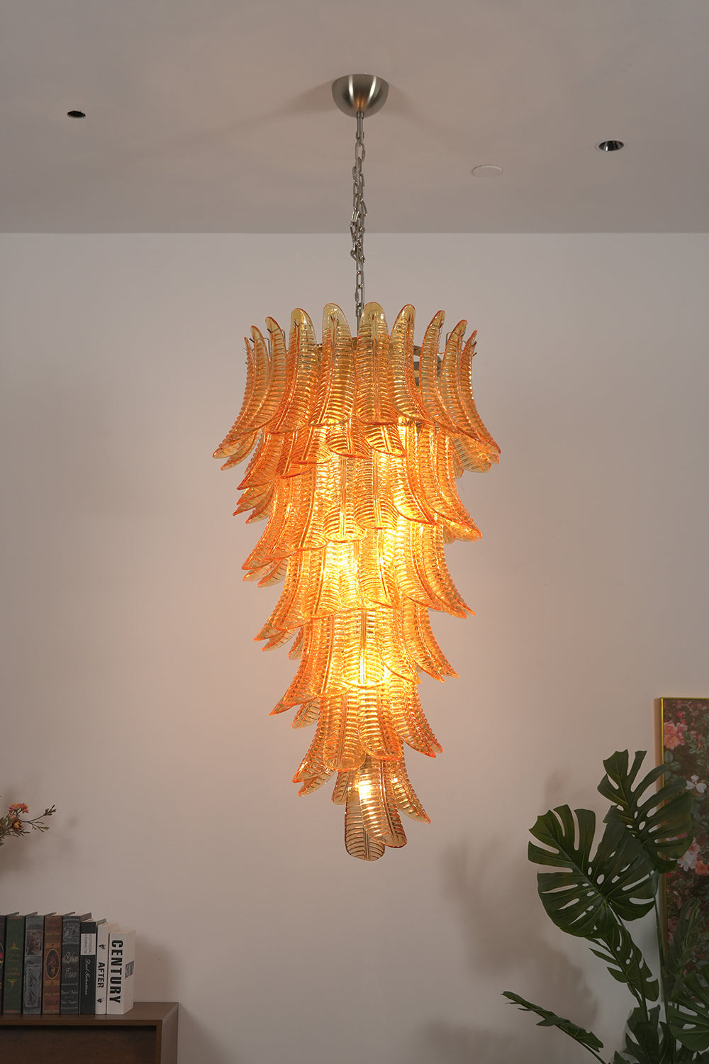 Aurelia Helix Amber Glass Cascade Chandelier