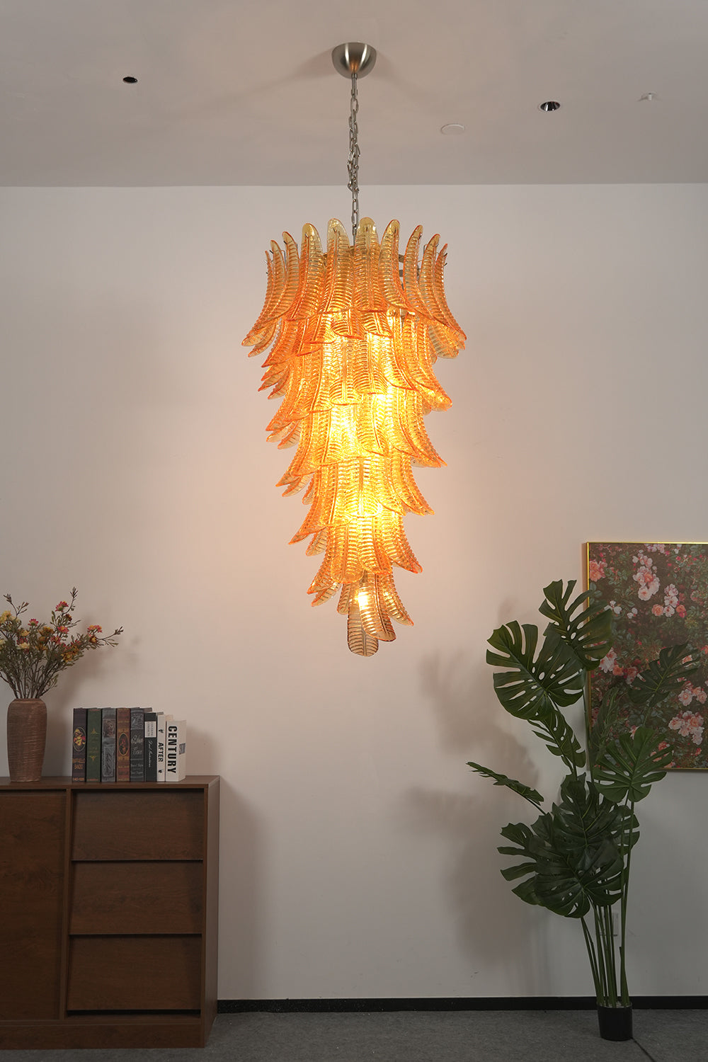 Aurelia Helix Amber Glass Cascade Chandelier