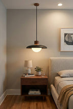 Black Travertine Dome Pendant Light