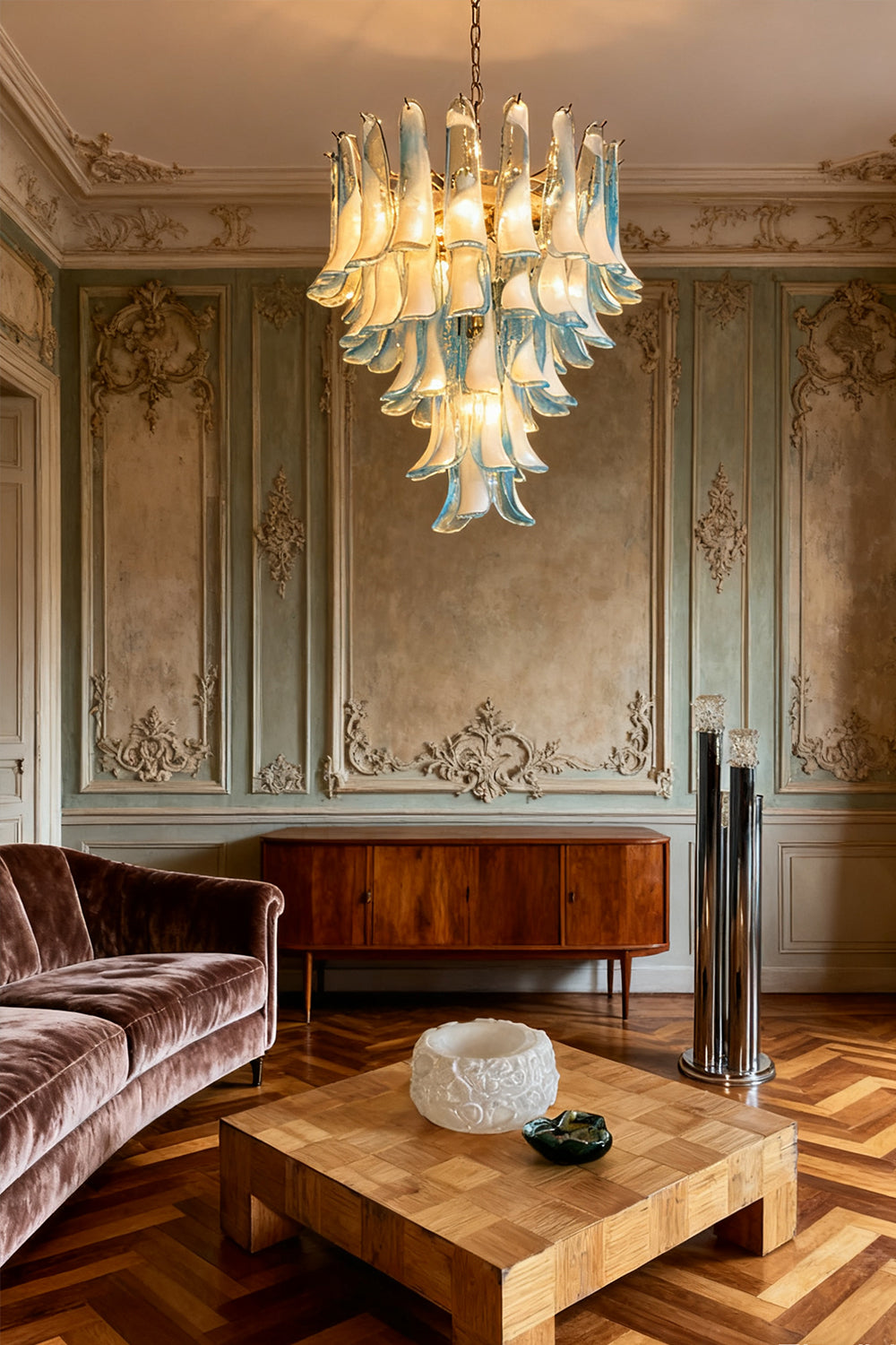 Blue Art Petal Chandelier