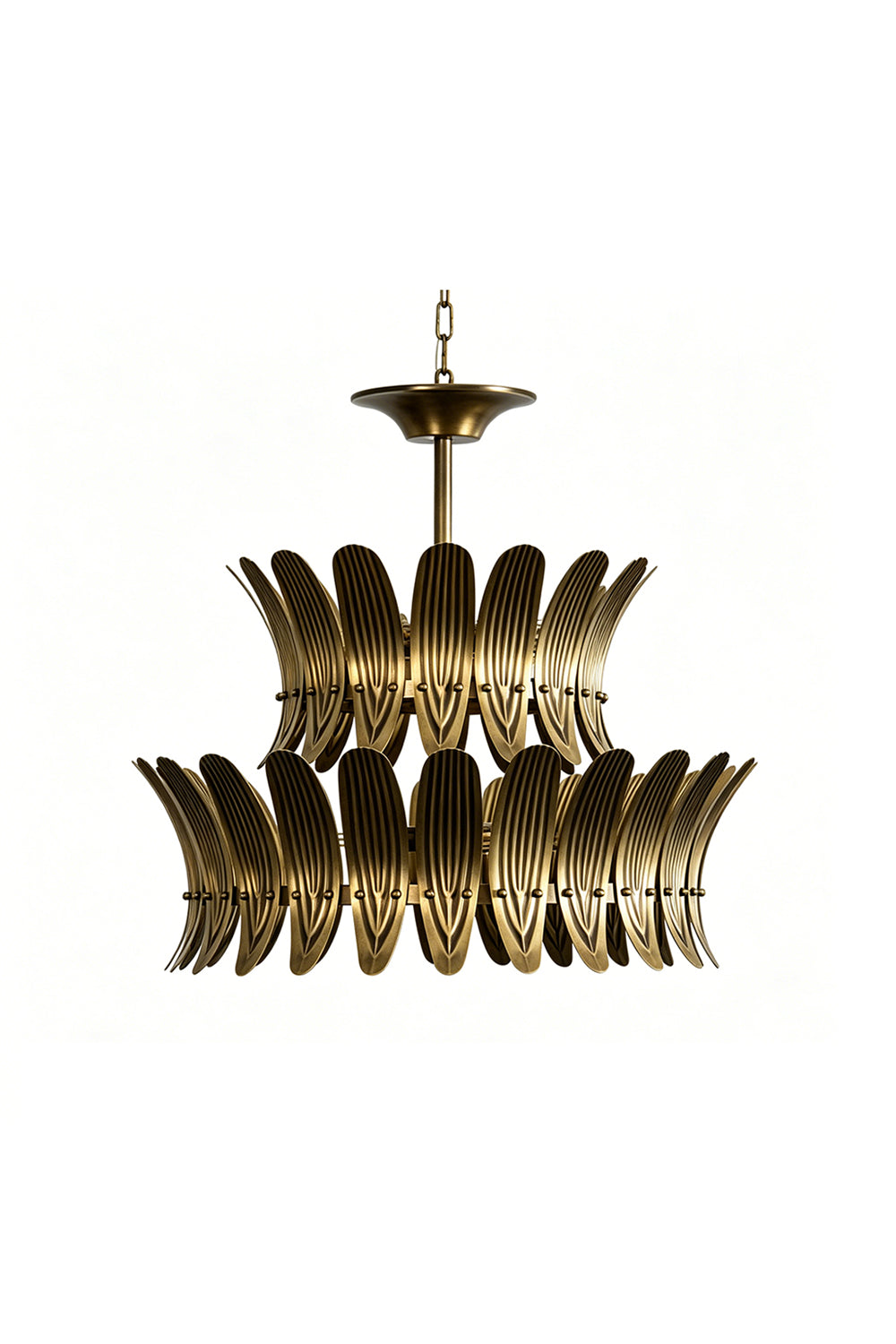 Brass Feather Tiered Chandelier