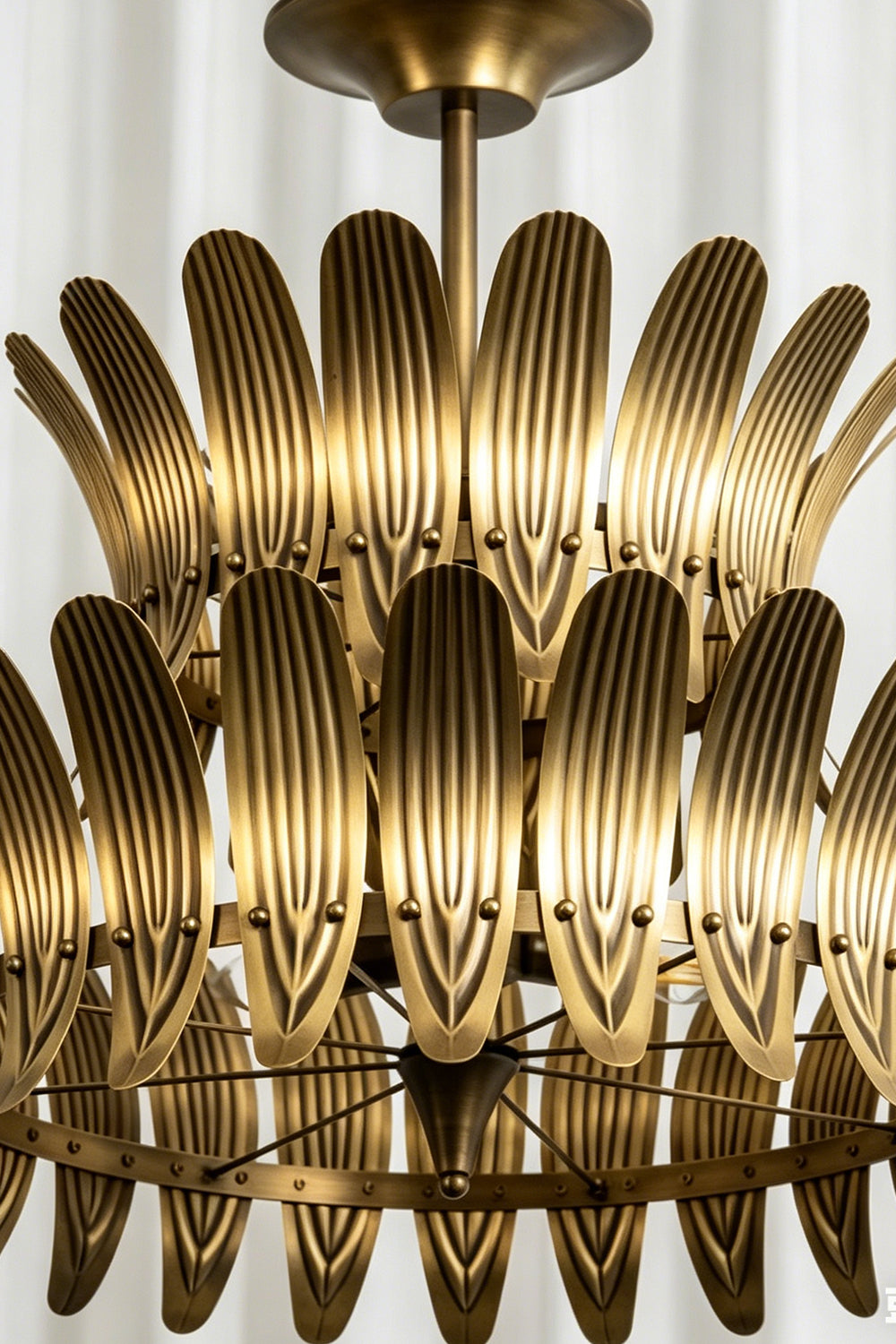 Brass Feather Tiered Chandelier
