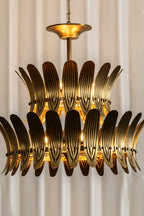 Brass Feather Tiered Chandelier
