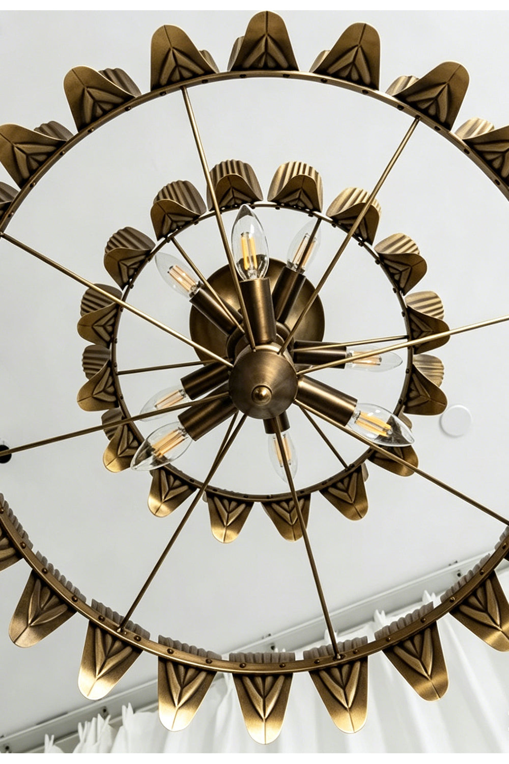 Brass Feather Tiered Chandelier