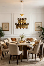 Brass Feather Tiered Chandelier