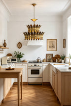 Brass Feather Tiered Chandelier