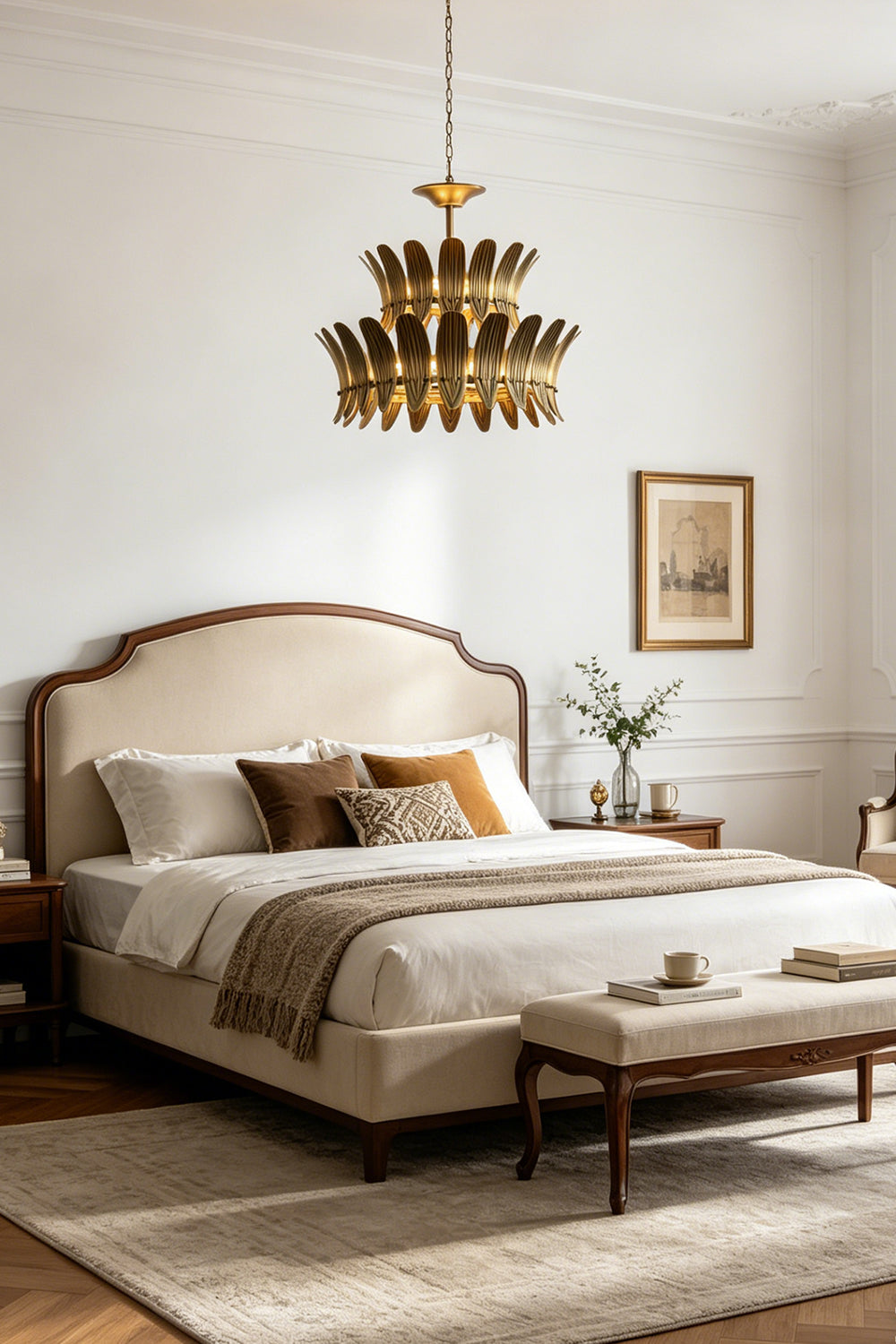 Brass Feather Tiered Chandelier