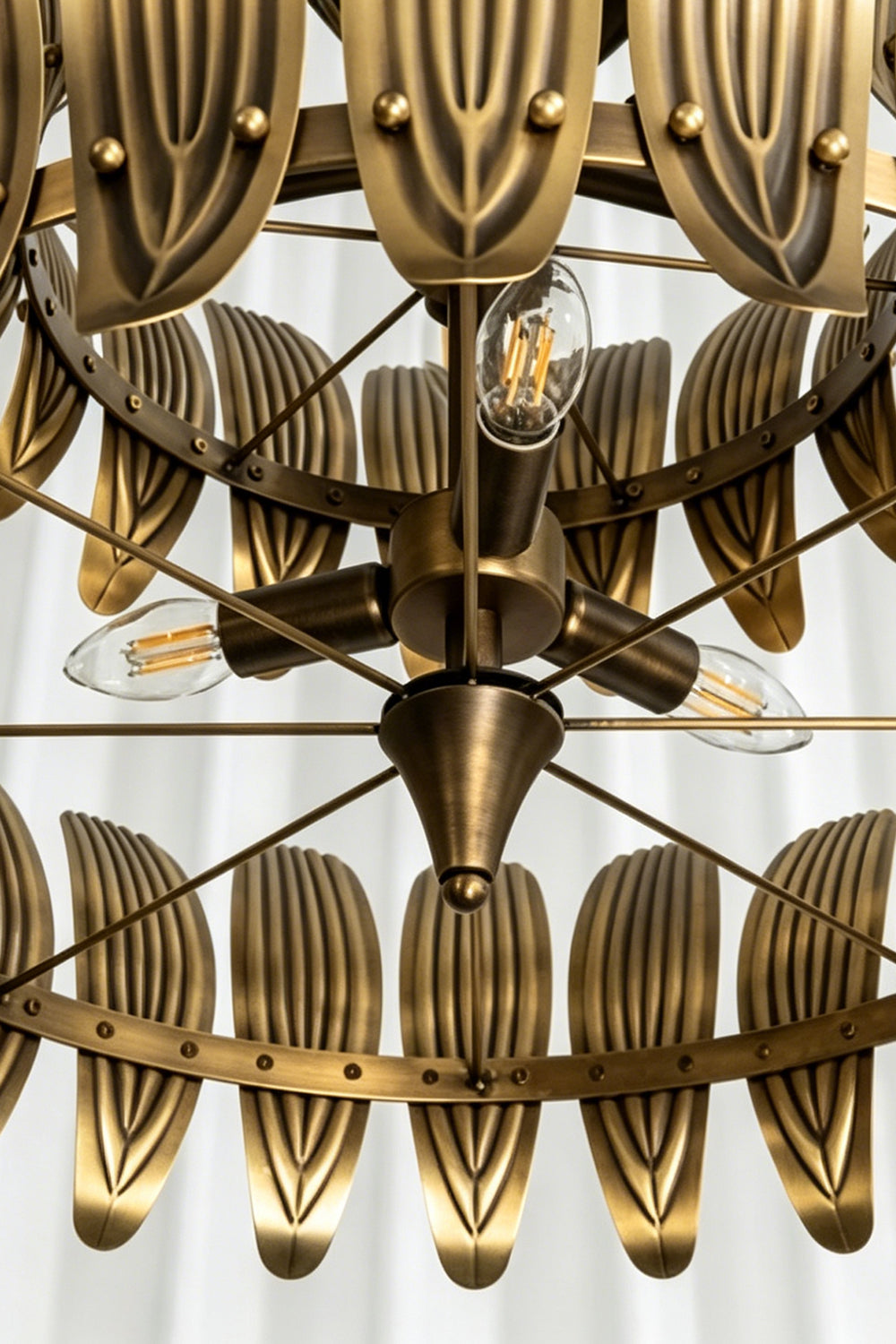 Brass Feather Tiered Chandelier