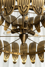 Brass Feather Tiered Chandelier