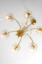 Brass Halo Arched-Arm Crystal Chandelier