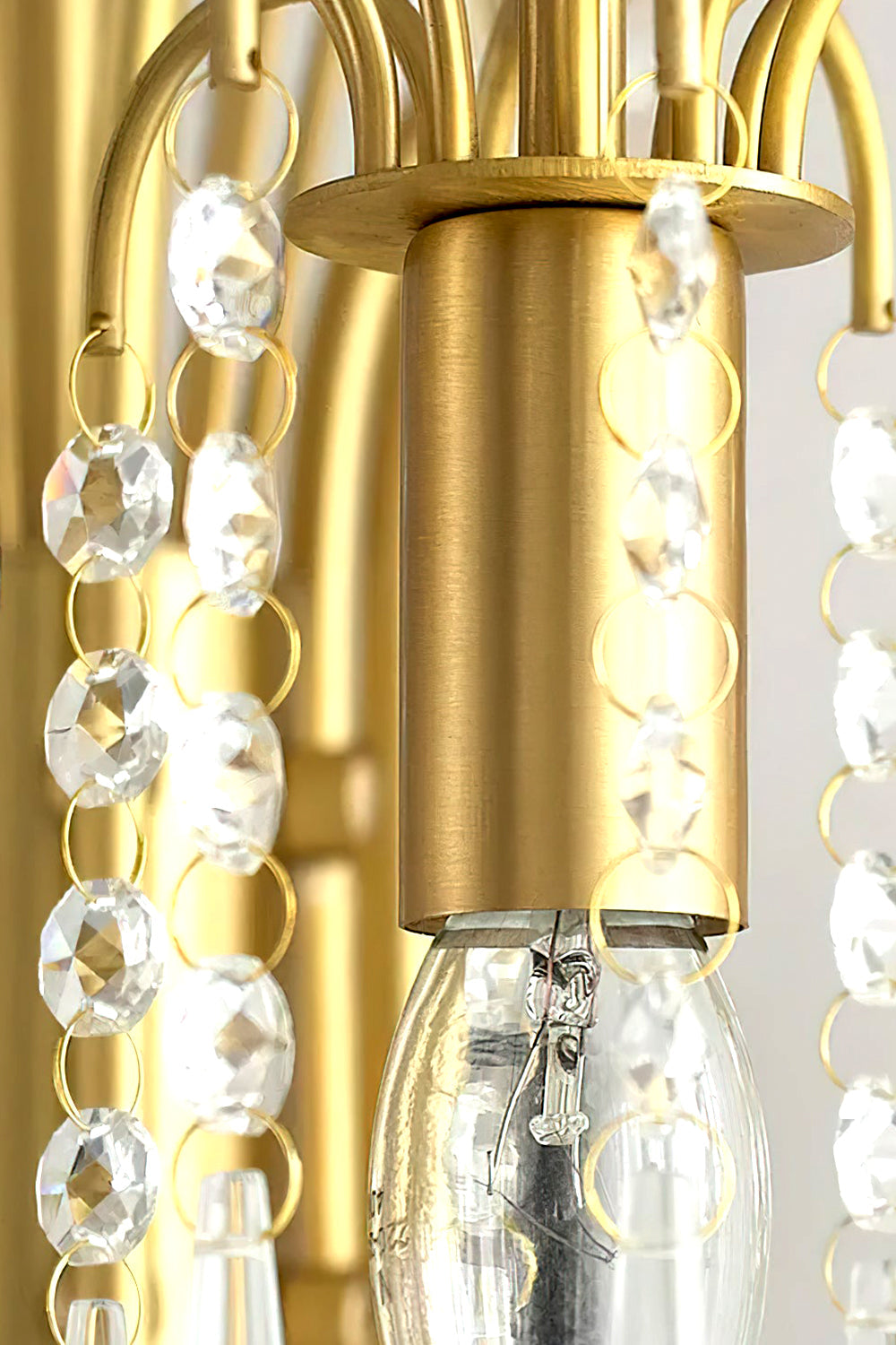 Brass Halo Arched-Arm Crystal Chandelier