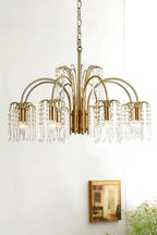 Brass Halo Arched-Arm Crystal Chandelier