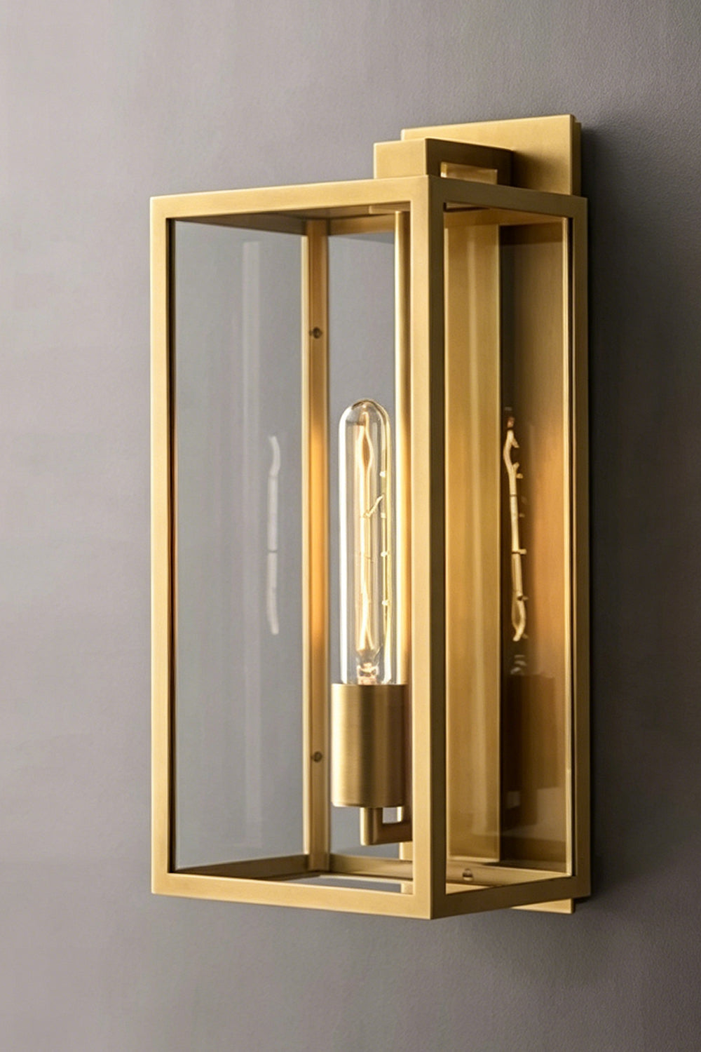 Brass Box Outdoor Wall Light