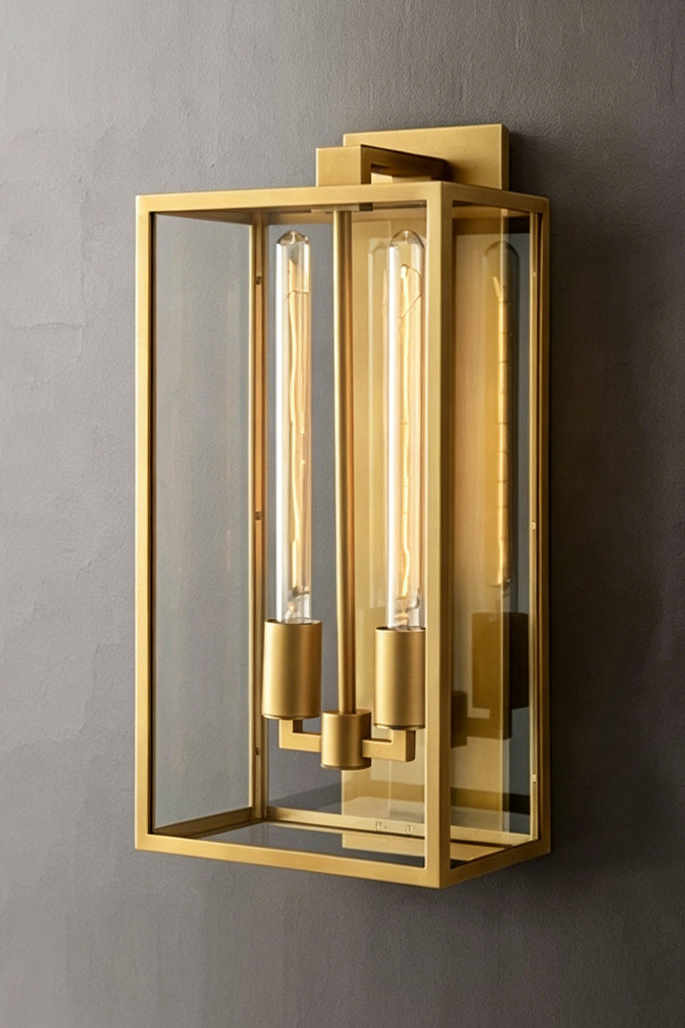 Brass Box Outdoor Wall Light