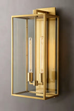 Brass Box Outdoor Wall Light