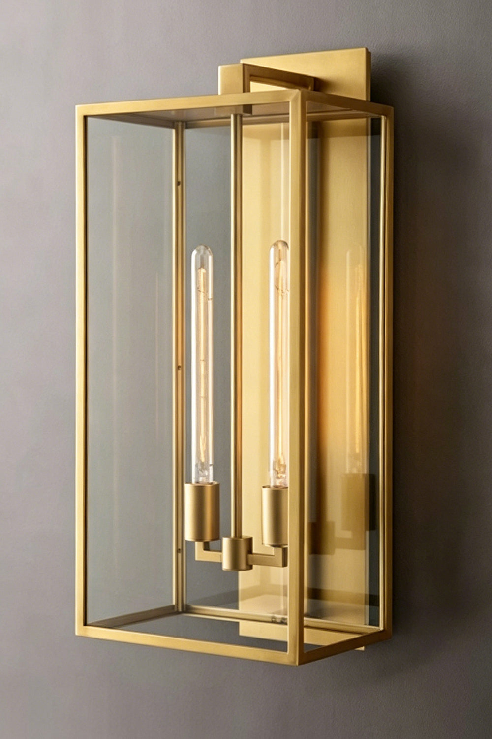 Brass Box Outdoor Wall Light