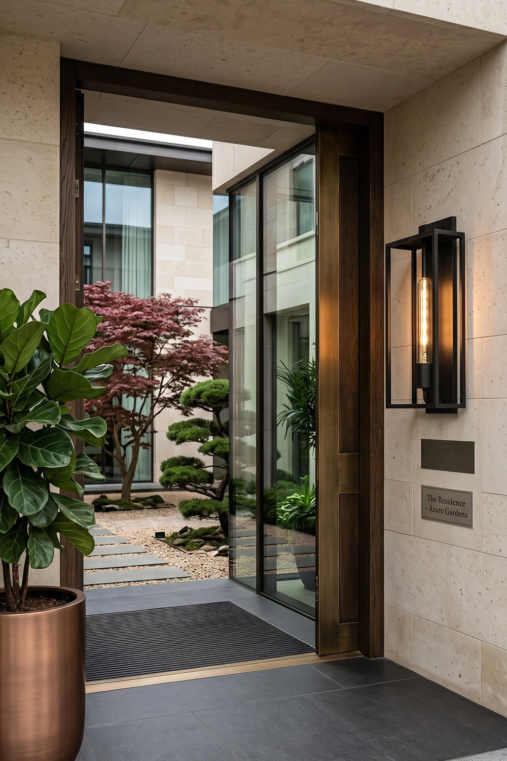 Brass Box Outdoor Wall Light