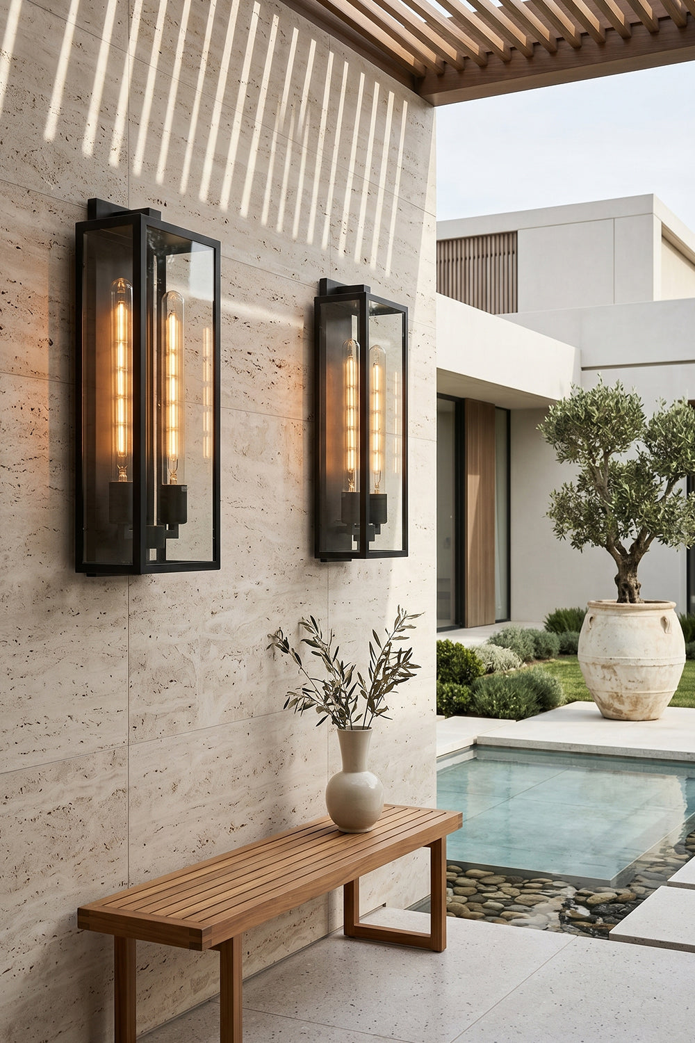 Brass Box Outdoor Wall Light