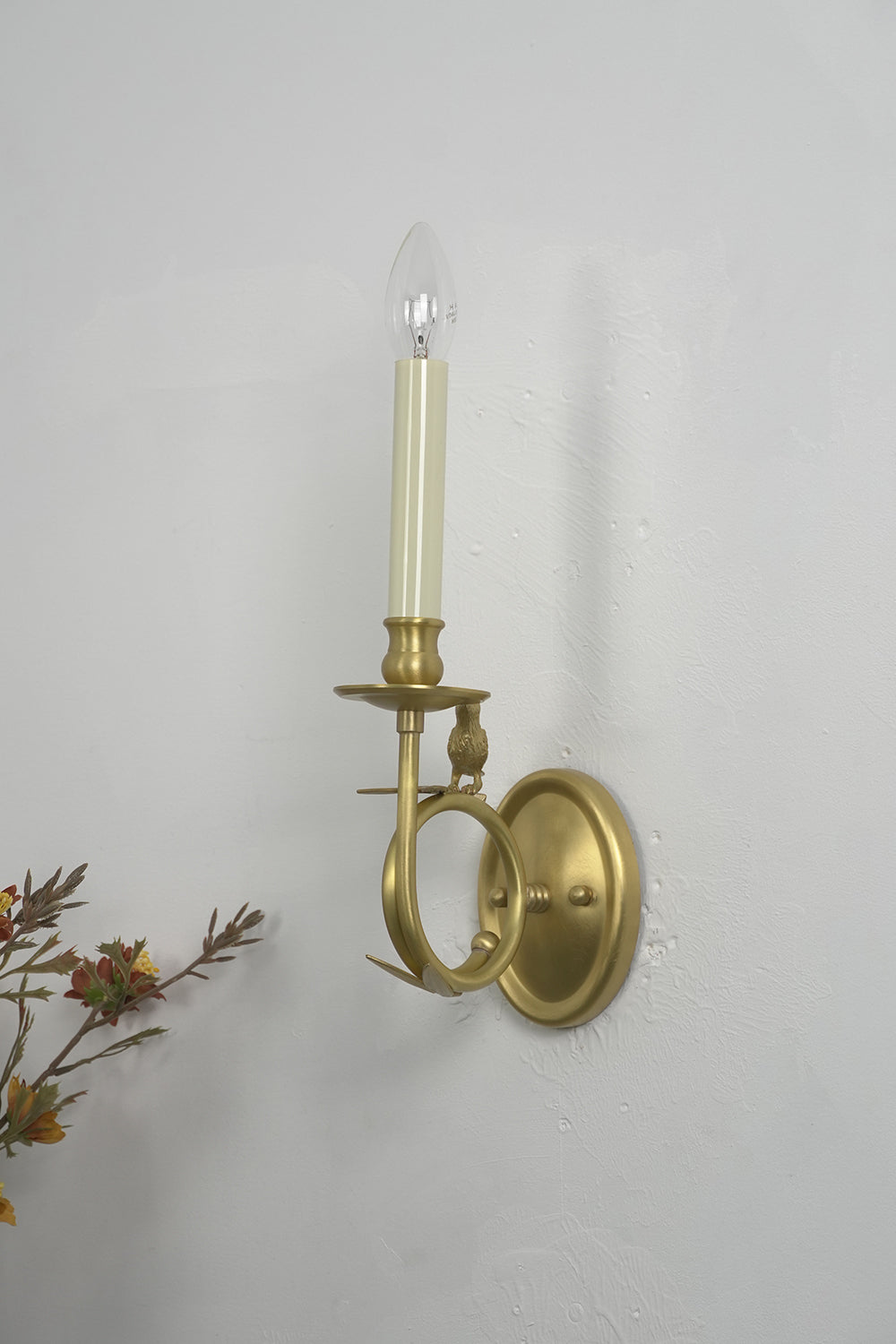 Brass Perched Bird Wall Light