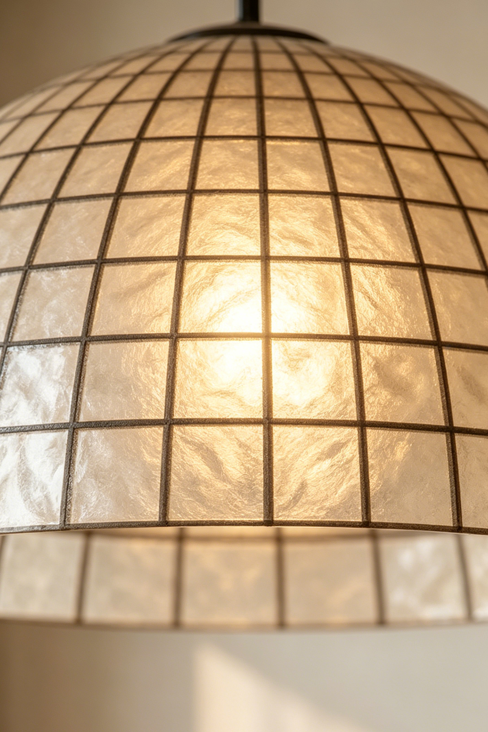 Capiz Shell Grid Dome Pendant Light