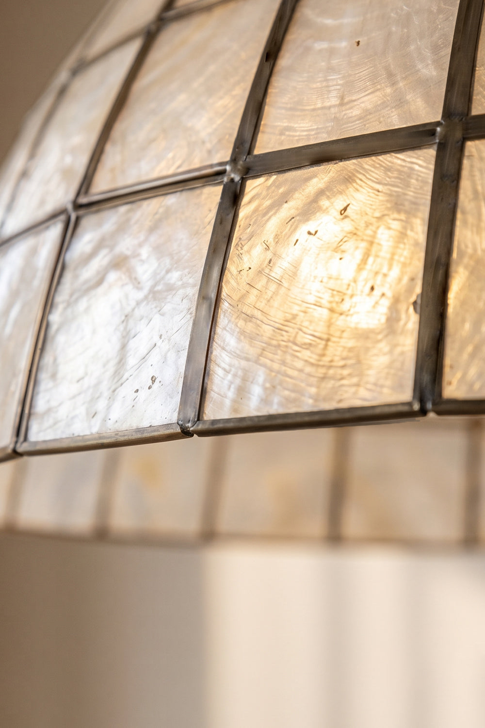 Capiz Shell Grid Dome Pendant Light