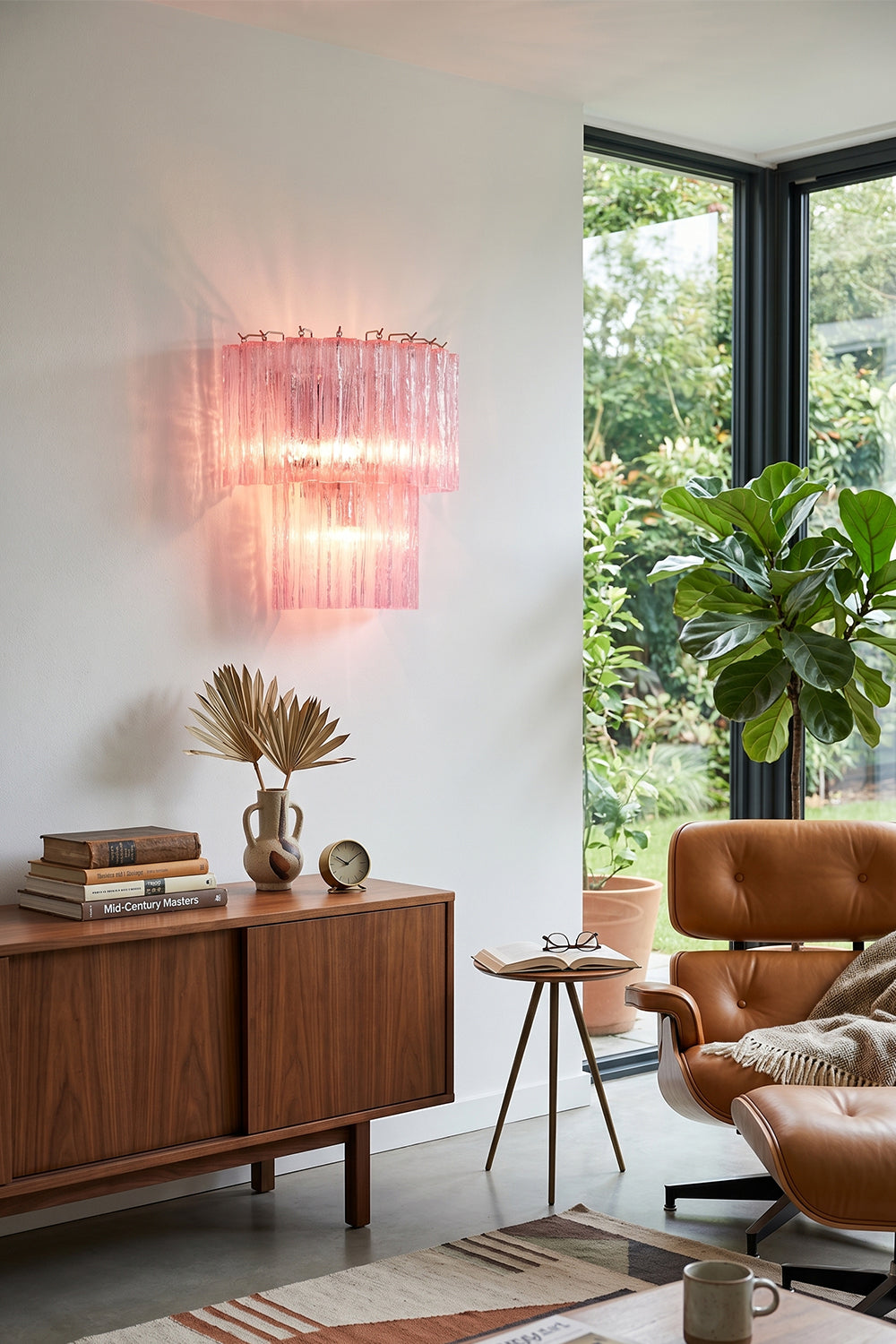 Cascading Prism Pink Glass Wall Ligh