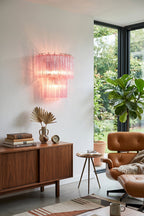 Cascading Prism Pink Glass Wall Ligh