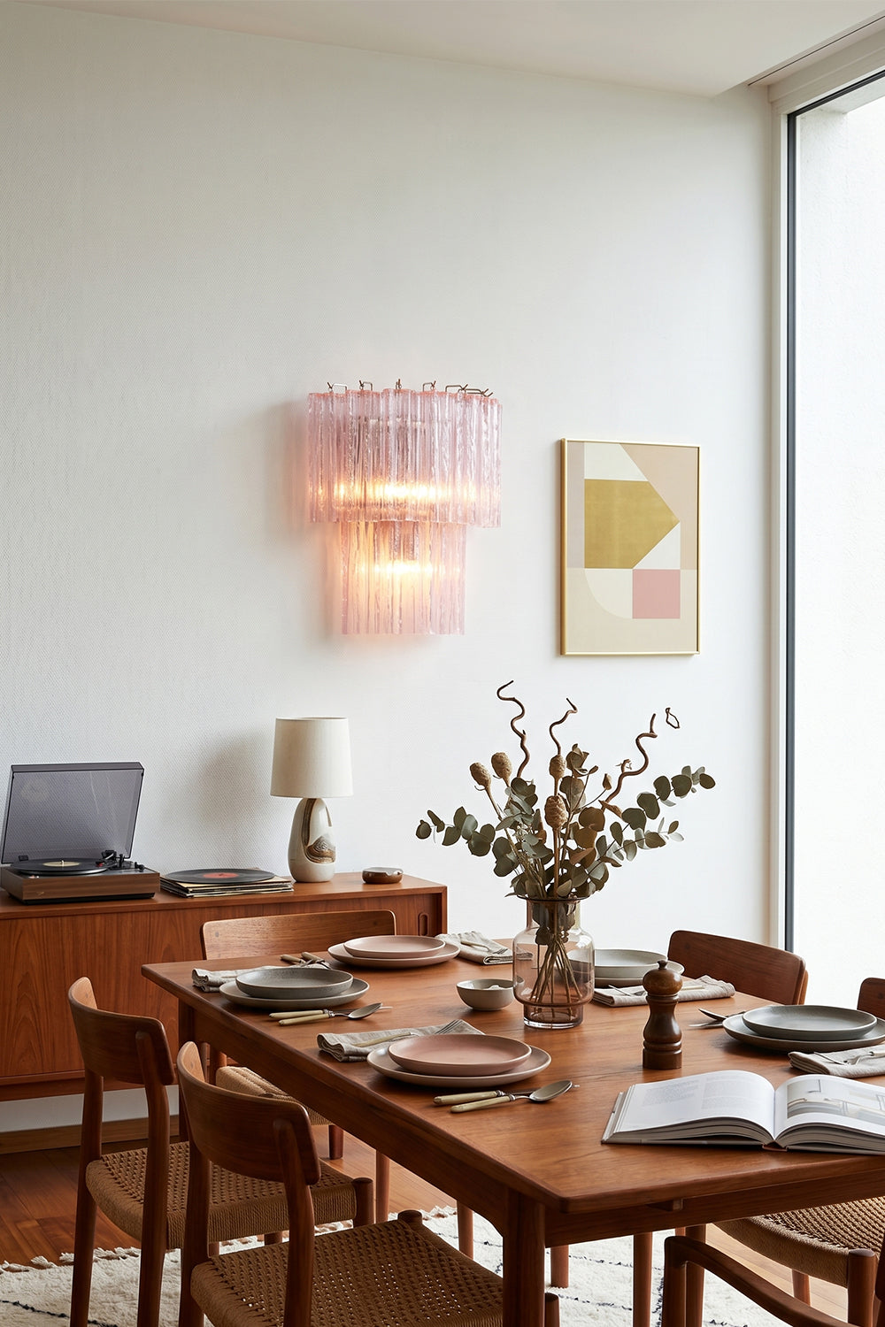 Cascading Prism Pink Glass Wall Ligh