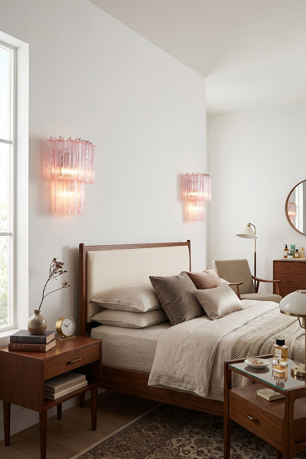 Cascading Prism Pink Glass Wall Ligh