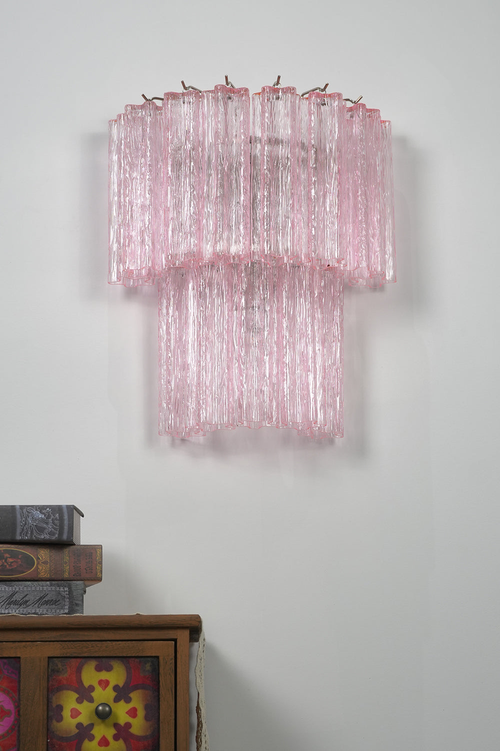 Cascading Prism Pink Glass Wall Ligh